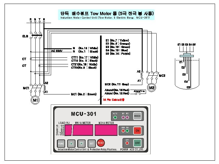 단독 배수펌프 Tow Motor 용 (5극 전극 봉 사용) R S T N Induction