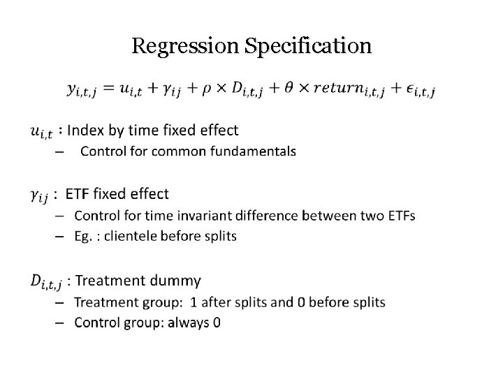 Regression Specification • 