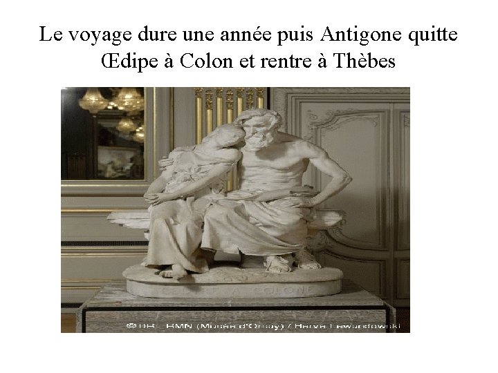 Le voyage dure une année puis Antigone quitte Œdipe à Colon et rentre à