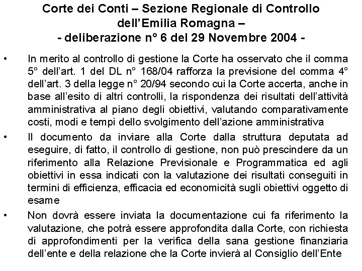 Corte dei Conti – Sezione Regionale di Controllo dell’Emilia Romagna – - deliberazione n°