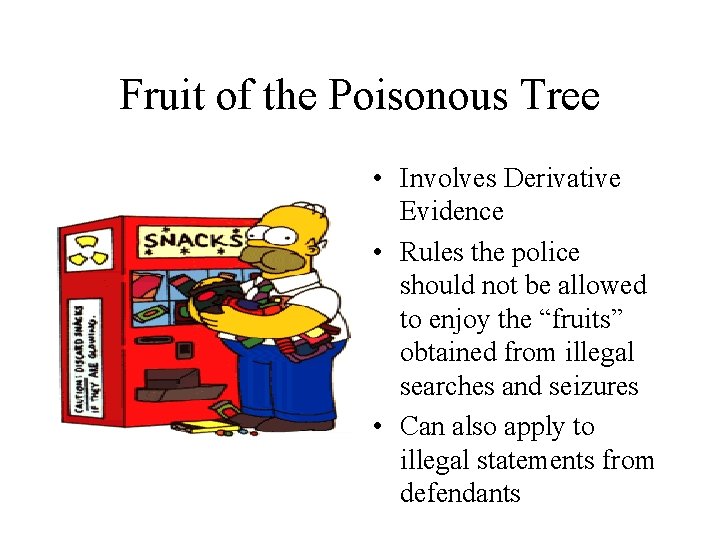 Fruit of the Poisonous Tree • Involves Derivative Evidence • Rules the police should