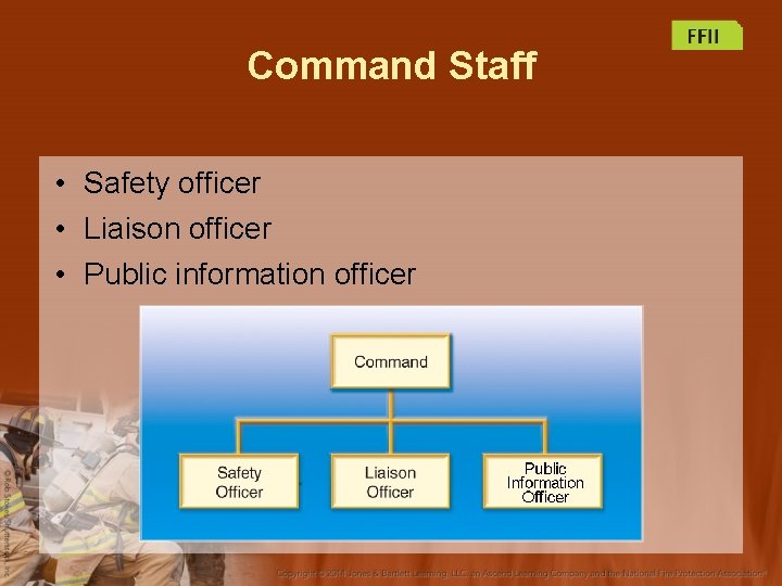 Command Staff • Safety officer • Liaison officer • Public information officer 