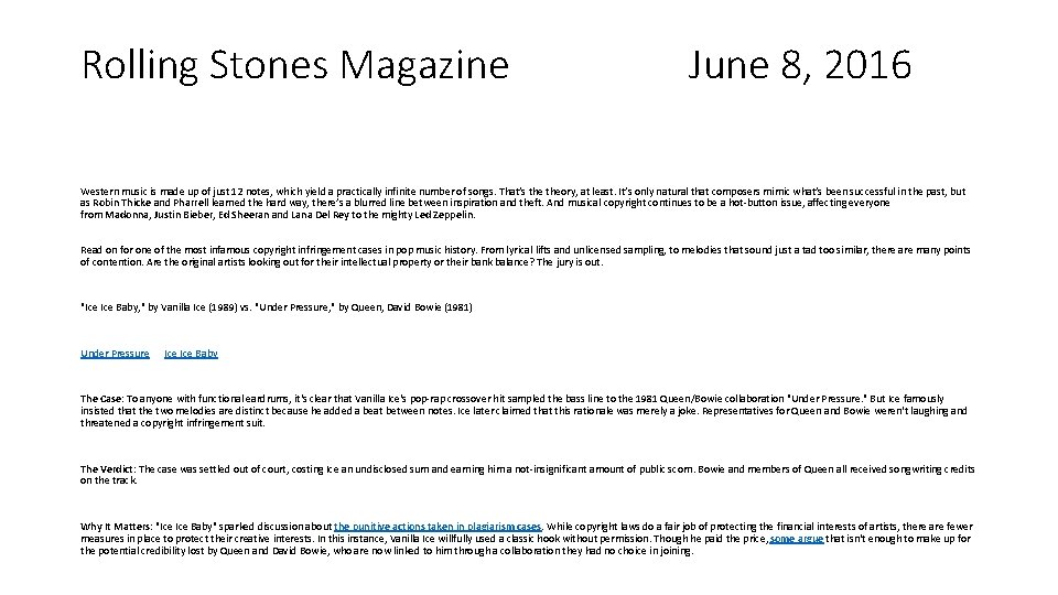 Rolling Stones Magazine June 8, 2016 Western music is made up of just 12