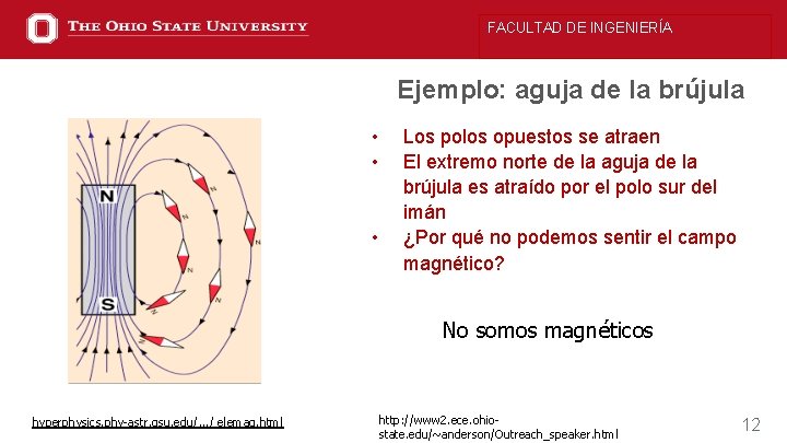 FACULTAD DE INGENIERÍA Ejemplo: aguja de la brújula • • • Los polos opuestos
