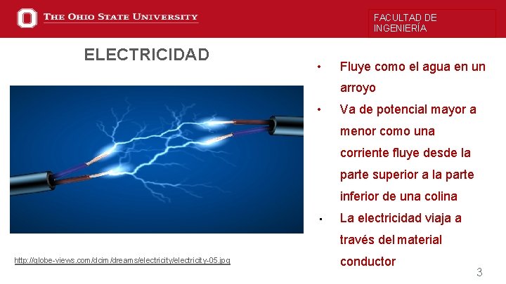 FACULTAD DE INGENIERÍA ELECTRICIDAD • Fluye como el agua en un arroyo • Va