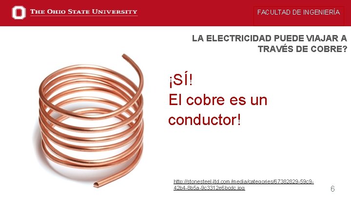 FACULTAD DE INGENIERÍA LA ELECTRICIDAD PUEDE VIAJAR A TRAVÉS DE COBRE? ¡SÍ! El cobre