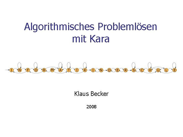 Algorithmisches Problemlösen mit Kara Klaus Becker 2008 