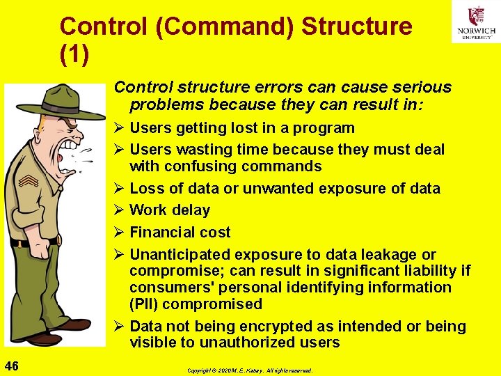 Control (Command) Structure (1) Control structure errors can cause serious problems because they can