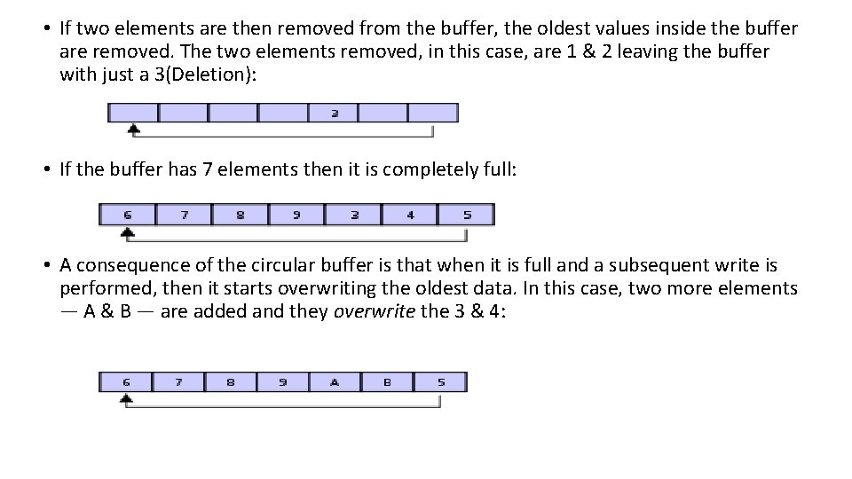  • If two elements are then removed from the buffer, the oldest values