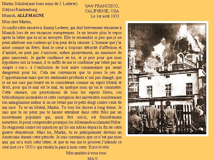 Martin Schulse(aux bons soins de J. Lederer) SAN FRANCISCO, Schloss Rantzenburg CALIF 0 RNIE,