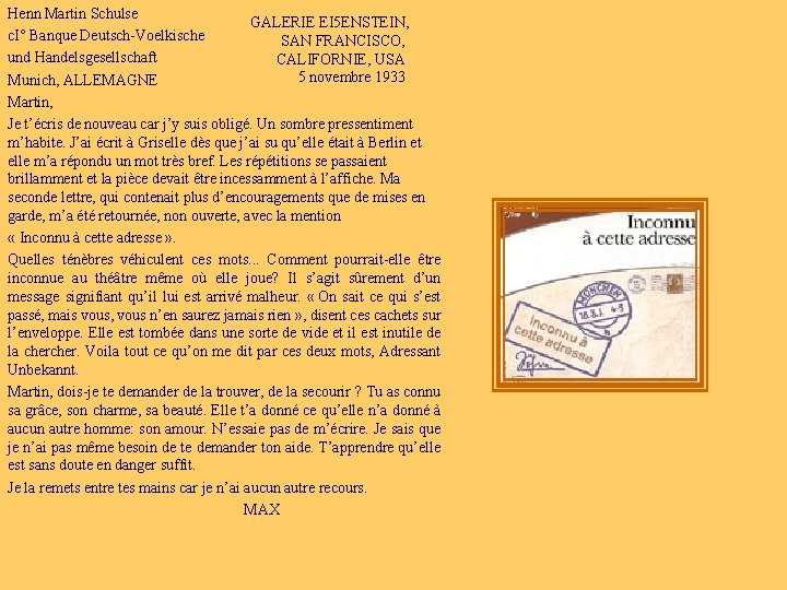 Henn Martin Schulse GALERIE EI 5 ENSTEIN, c. I° Banque Deutsch Voelkische SAN FRANCISCO,
