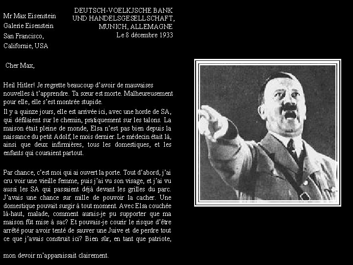 Mr Max Eisenstein Galerie Eisenstein San Francisco, Californie, USA DEUTSCH VOELKJSCHE BANK UND HANDELSGESELLSCHAFT,