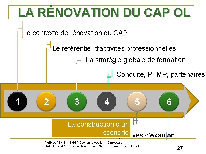 LA RÉNOVATION DU CAP OL Le contexte de rénovation du CAP Le référentiel d’activités