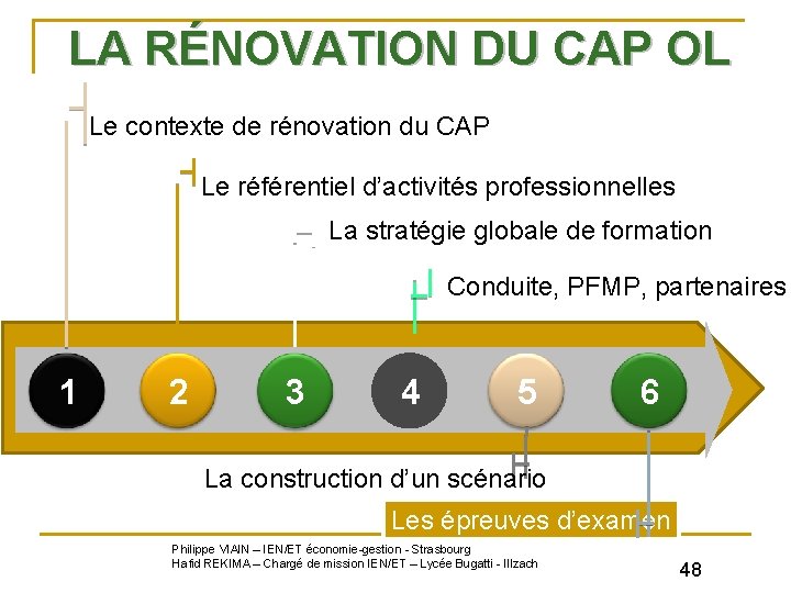 LA RÉNOVATION DU CAP OL Le contexte de rénovation du CAP Le référentiel d’activités
