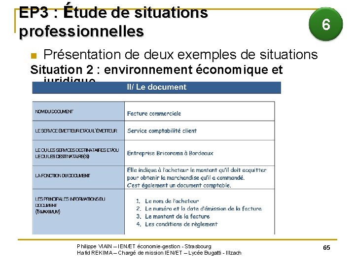 EP 3 : Étude de situations professionnelles n 6 Présentation de deux exemples de