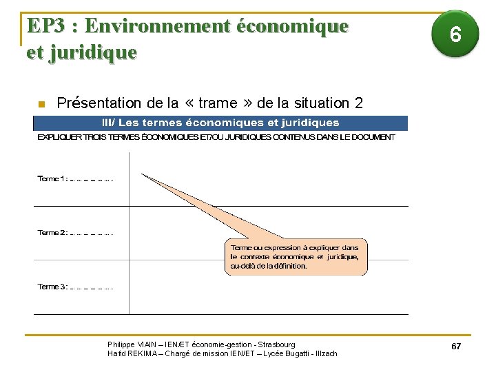 EP 3 : Environnement économique et juridique n 6 Présentation de la « trame
