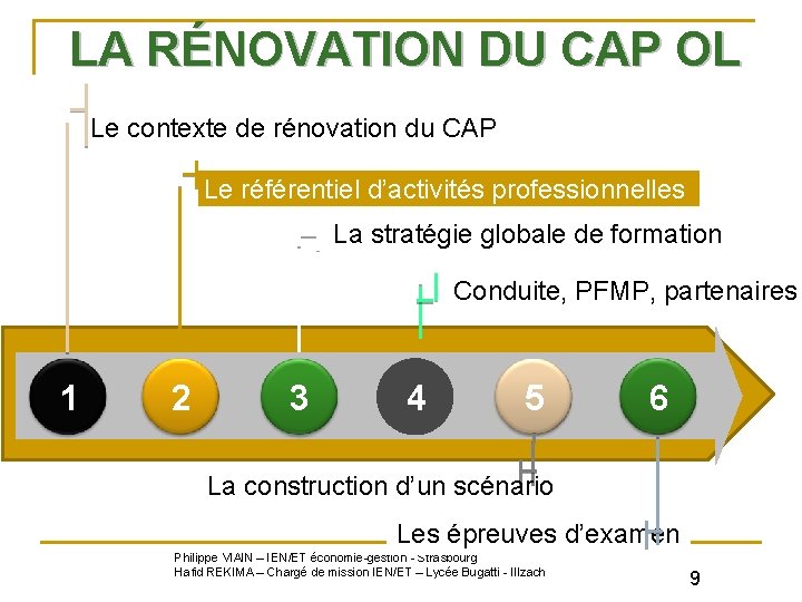 LA RÉNOVATION DU CAP OL Le contexte de rénovation du CAP Le référentiel d’activités