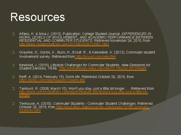 Resources � Alfano, H. & Nina J. (2013). Publication: College Student Journal. DIFFERENCES IN