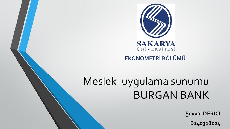 EKONOMETRİ BÖLÜMÜ Mesleki uygulama sunumu BURGAN BANK Şevval DERİCİ B 140318024 
