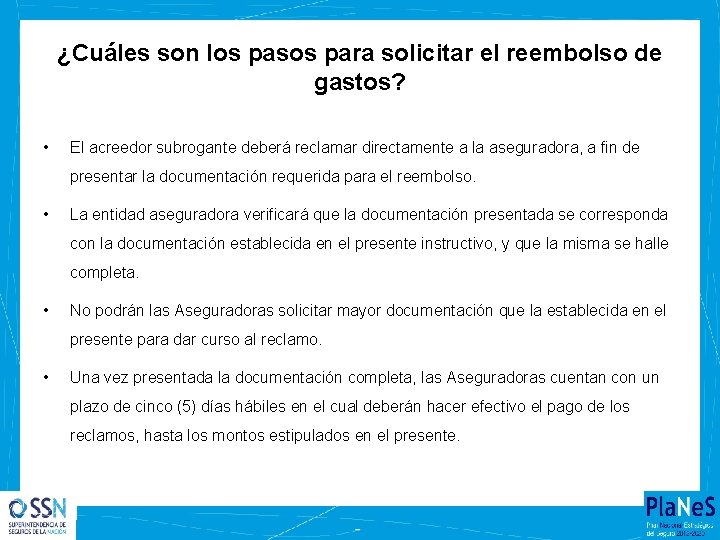 ¿Cuáles son los pasos para solicitar el reembolso de gastos? • El acreedor subrogante