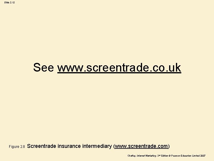 Slide 2. 12 See www. screentrade. co. uk Figure 2. 8 Screentrade insurance intermediary