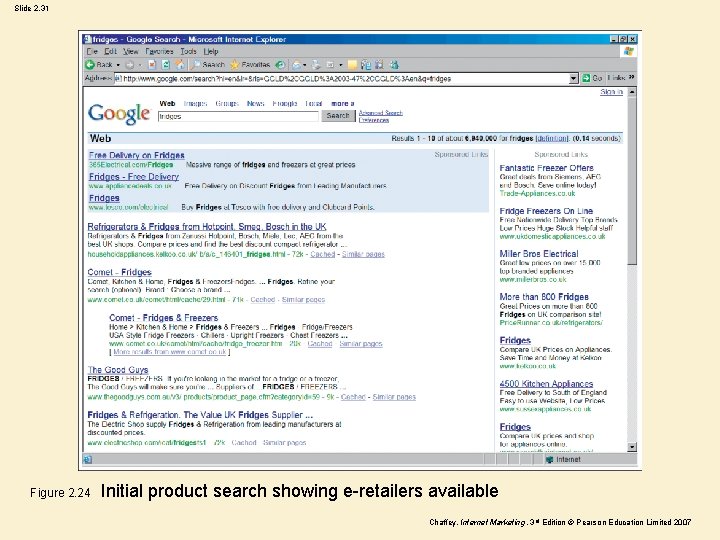 Slide 2. 31 Figure 2. 24 Initial product search showing e-retailers available Chaffey, Internet