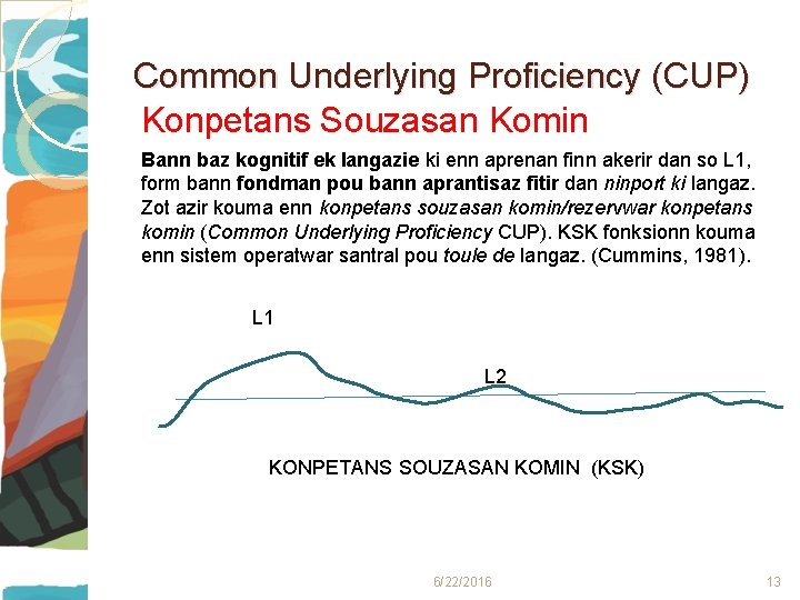 Common Underlying Proficiency (CUP) Konpetans Souzasan Komin Bann baz kognitif ek langazie ki enn