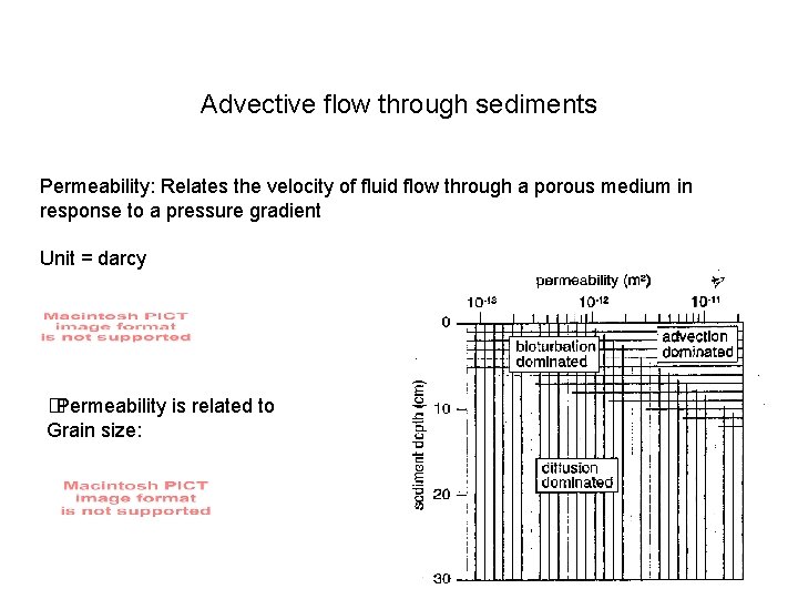 Advective flow through sediments Permeability: Relates the velocity of fluid flow through a porous Advective flow through sediments Permeability: Relates the velocity of fluid flow through a porous
