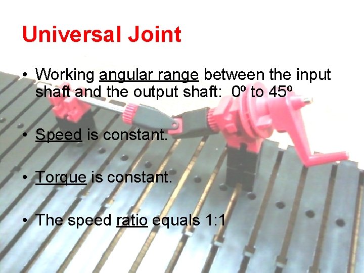 Universal Joint • Working angular range between the input shaft and the output shaft: Universal Joint • Working angular range between the input shaft and the output shaft: