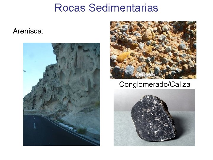 Rocas Sedimentarias Arenisca: Conglomerado/Caliza 