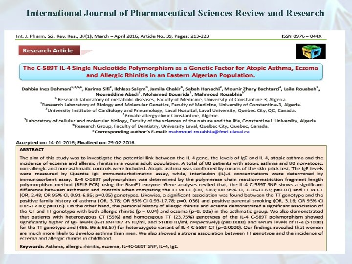 International Journal of Pharmaceutical Sciences Review and Research 