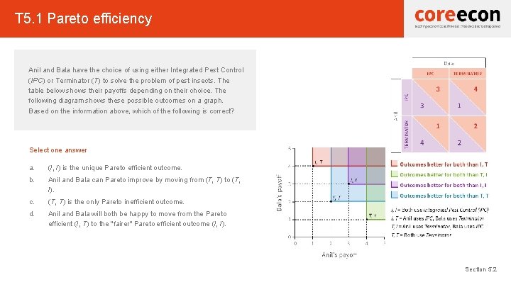 T 5. 1 Pareto efficiency Anil and Bala have the choice of using either