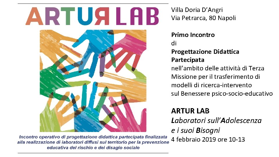 Villa Doria D’Angri Via Petrarca, 80 Napoli Primo Incontro di Progettazione Didattica Partecipata nell’ambito Villa Doria D’Angri Via Petrarca, 80 Napoli Primo Incontro di Progettazione Didattica Partecipata nell’ambito
