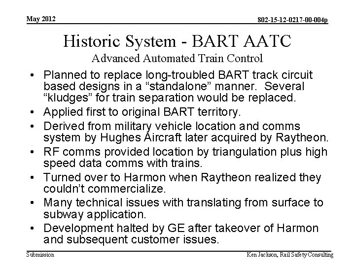 May 2012 802 -15 -12 -0217 -00 -004 p Historic System - BART AATC May 2012 802 -15 -12 -0217 -00 -004 p Historic System - BART AATC