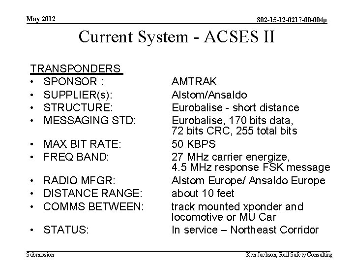 May 2012 802 -15 -12 -0217 -00 -004 p Current System - ACSES II