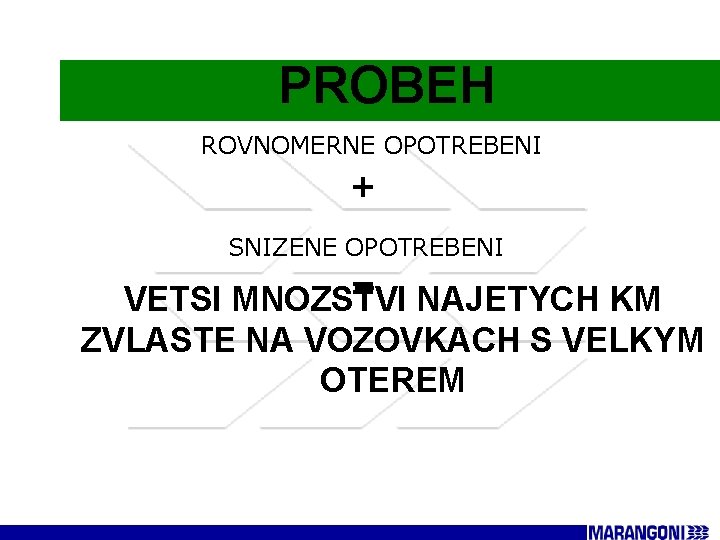 PROBEH ROVNOMERNE OPOTREBENI + SNIZENE OPOTREBENI = NAJETYCH KM VETSI MNOZSTVI ZVLASTE NA VOZOVKACH
