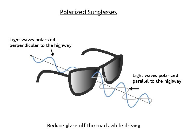 Polarized Sunglasses Light waves polarized perpendicular to the highway Light waves polarized parallel to