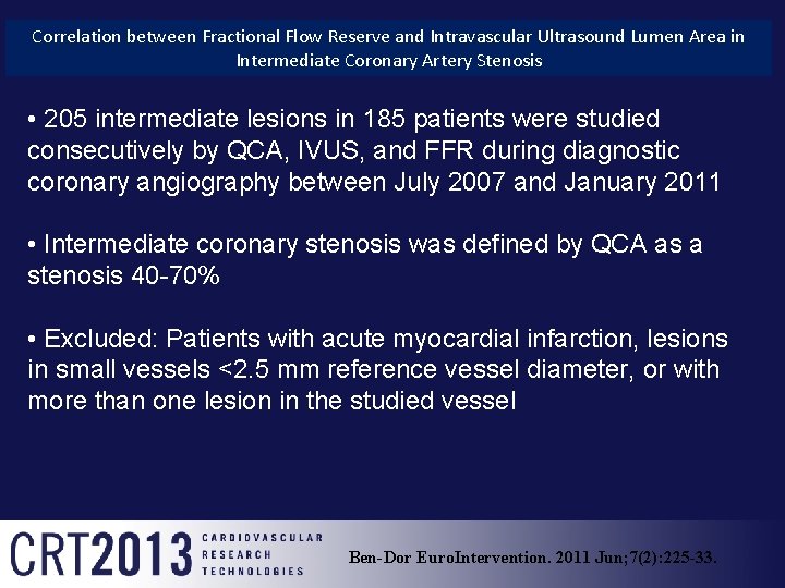 Correlation between Fractional Flow Reserve and Intravascular Ultrasound Lumen Area in Intermediate Coronary Artery