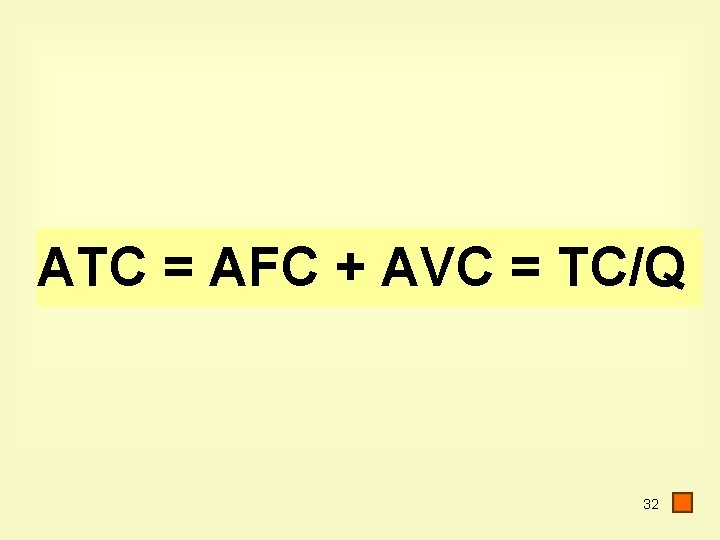 ATC = AFC + AVC = TC/Q 32 
