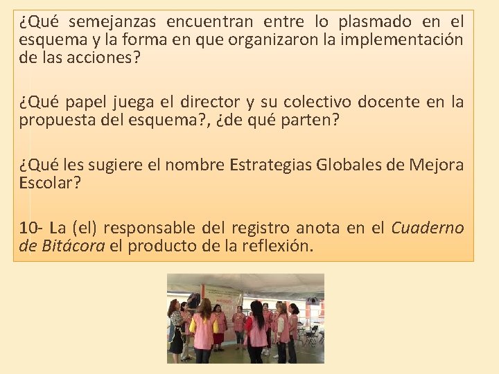 ¿Qué semejanzas encuentran entre lo plasmado en el esquema y la forma en que