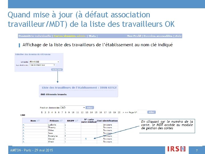 Quand mise à jour (à défaut association travailleur/MDT) de la liste des travailleurs OK