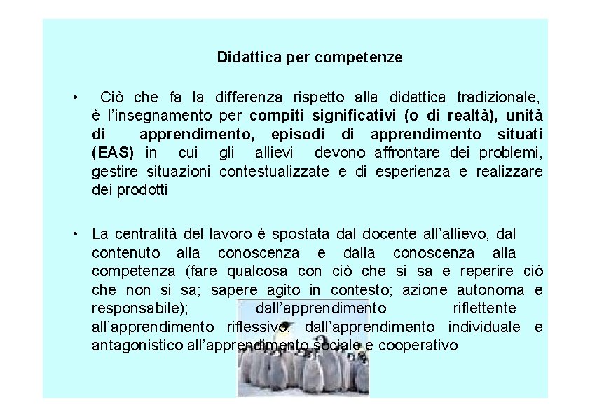 Didattica per competenze • Ciò che fa la differenza rispetto alla didattica tradizionale, è