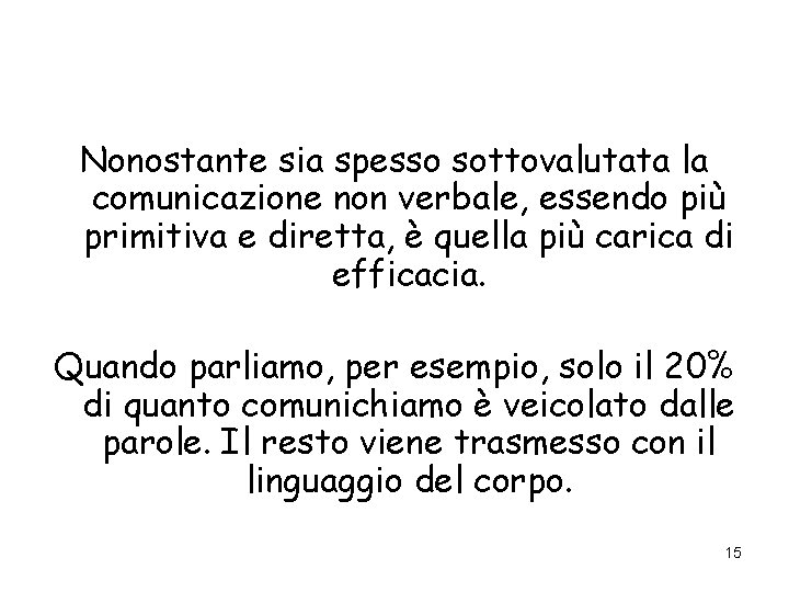 Nonostante sia spesso sottovalutata la comunicazione non verbale, essendo più primitiva e diretta, è