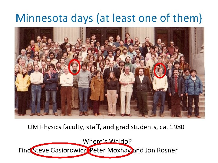 Minnesota days (at least one of them) UM Physics faculty, staff, and grad students,