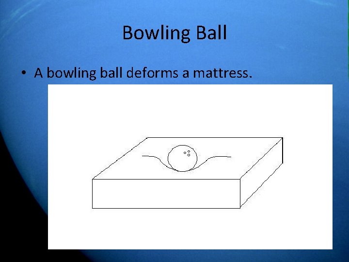 Bowling Ball • A bowling ball deforms a mattress. 