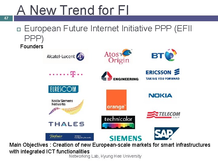 47 A New Trend for FI European Future Internet Initiative PPP (EFII PPP) Founders