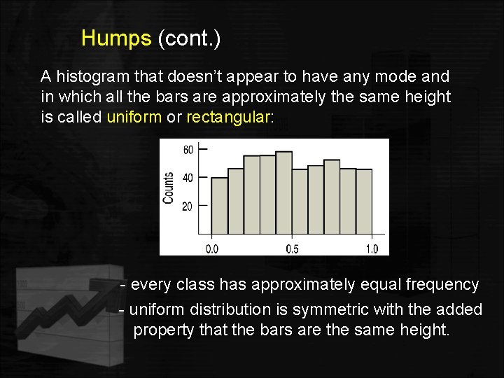 Humps (cont. ) A histogram that doesn’t appear to have any mode and in