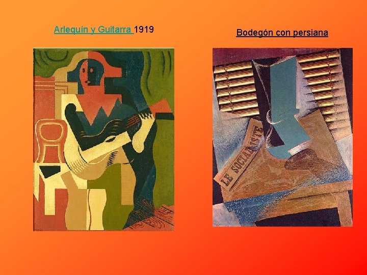 Arlequín y Guitarra 1919 Bodegón con persiana 