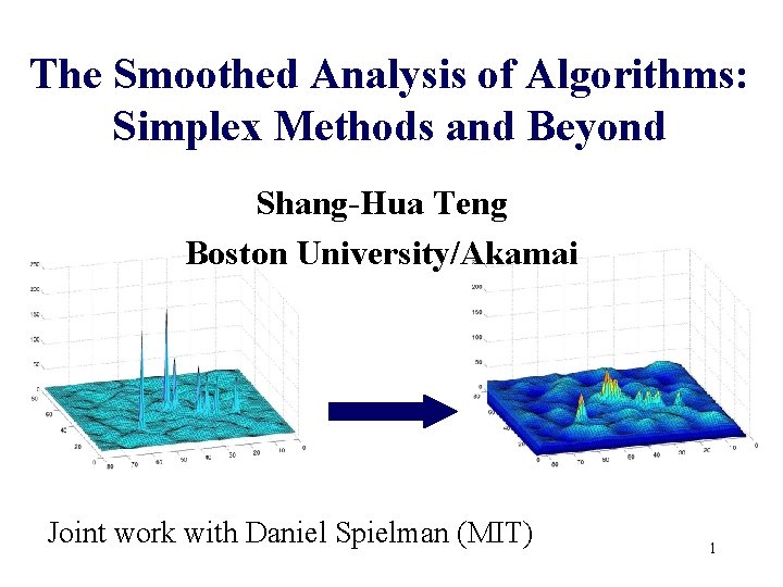 The Smoothed Analysis of Algorithms: Simplex Methods and Beyond Shang-Hua Teng Boston University/Akamai Joint