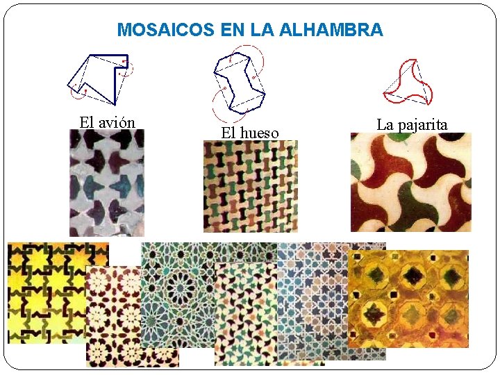 MOSAICOS EN LA ALHAMBRA El avión El hueso La pajarita 